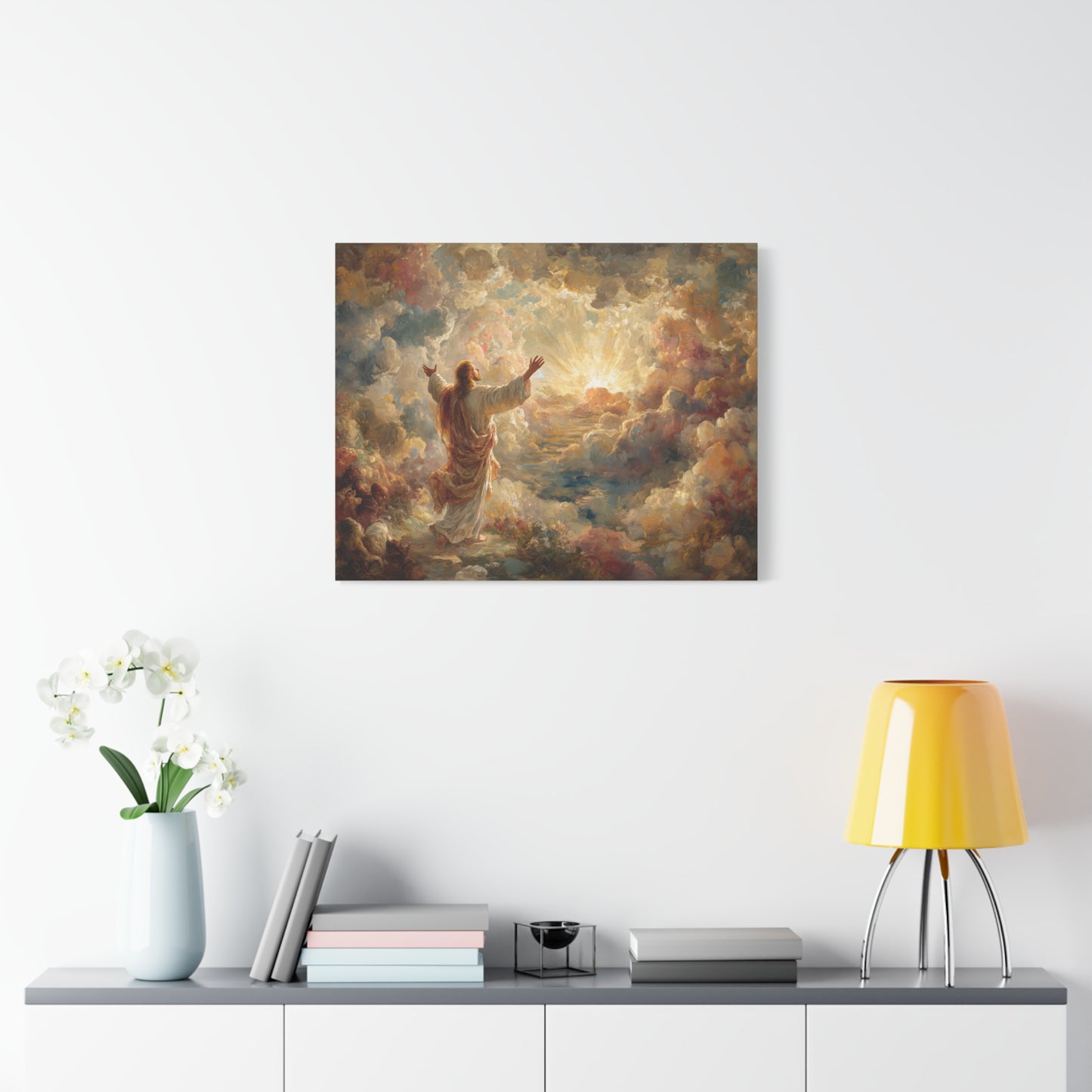 Jesus in Clouds Art - Canvas & Poster Print, Religious Decor, Christian Wall Art, Spiritual Home Decor, Faith-Based Gift Religious Gifts