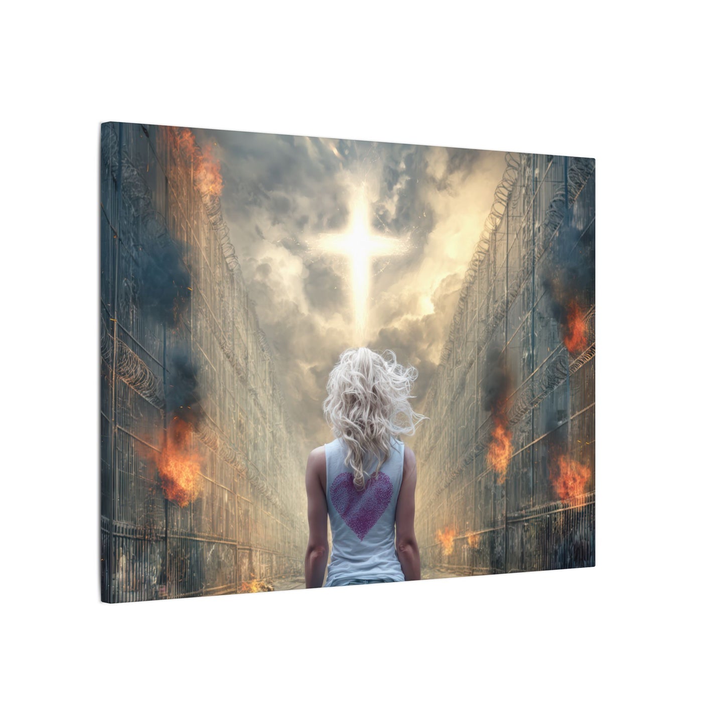 Walking through Hell for Love - Wall Art -Canvas and Poster Print, Christian Home Decor, Christian Art, Spiritual Gift, Modern Artwork