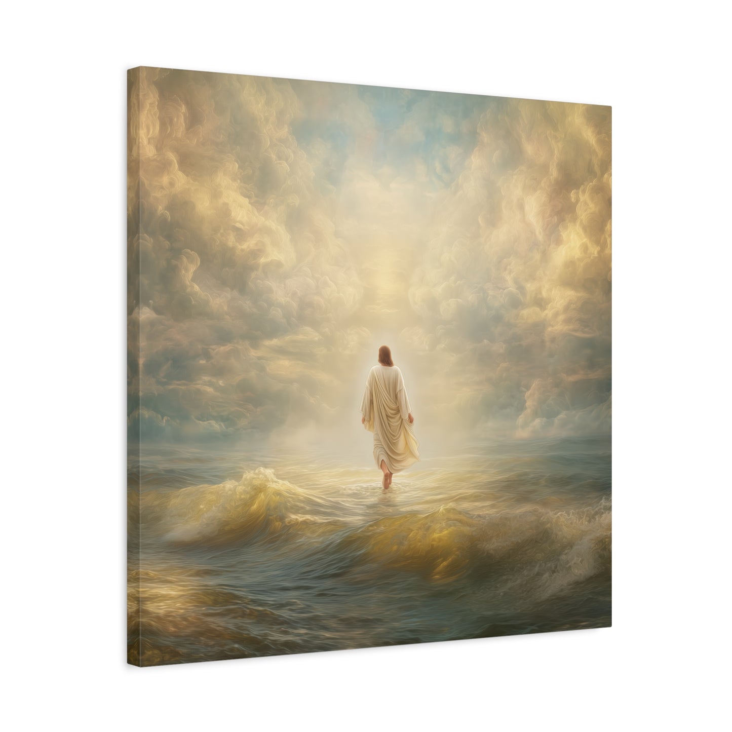Jesus Walking on Water - Canvas & Poster Print, Spiritual Wall Decor, Divine Light Modern Canvas Art, Religious Decor, Faith-Based Art, Christian Gift