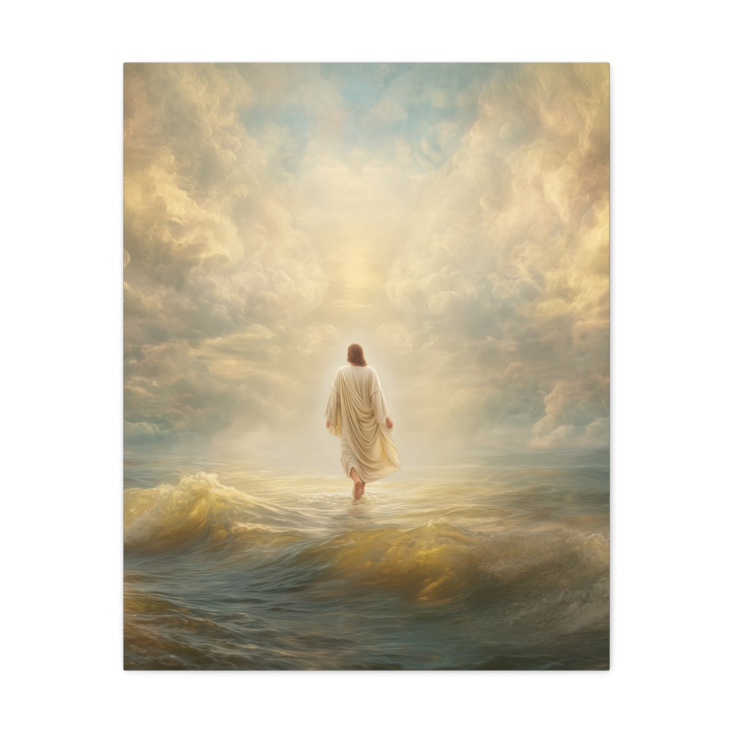 Jesus Walking on Water - Canvas & Poster Print, Spiritual Wall Decor, Divine Light Modern Canvas Art, Religious Decor, Faith-Based Art, Christian Gift