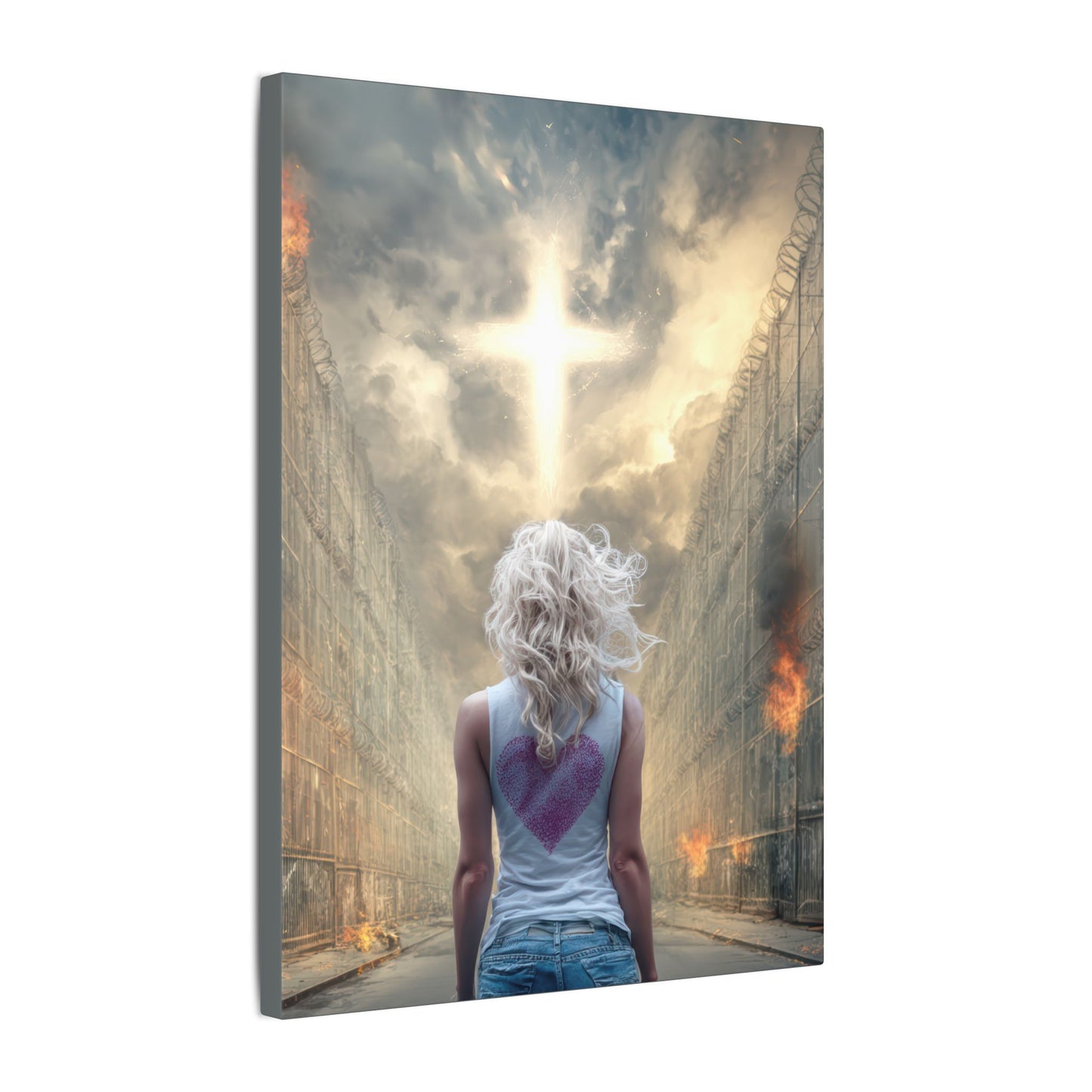 Walking through Hell for Love - Wall Art -Canvas and Poster Print, Christian Home Decor, Christian Art, Spiritual Gift, Modern Artwork