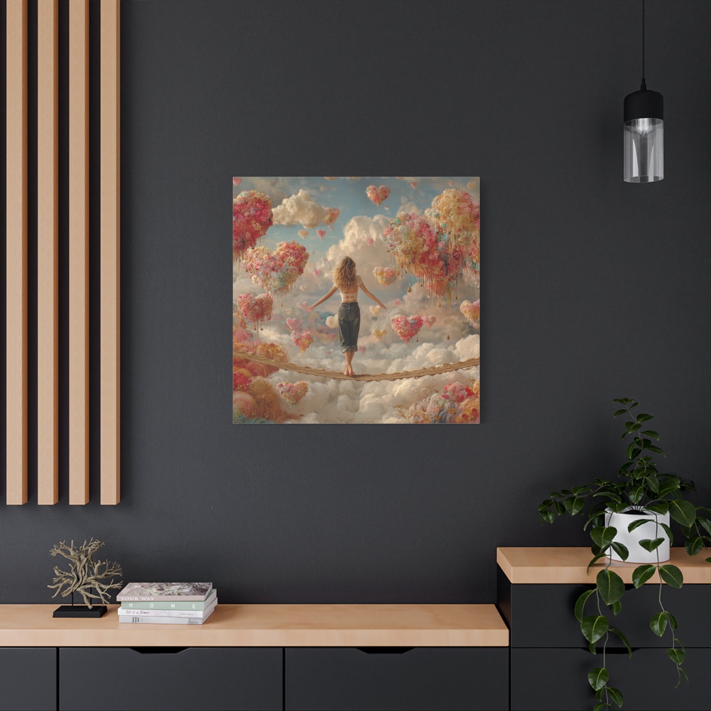 Heart-themed Artwork - Canvas & Poster Prints, Dreamy Heart Cloud Landscape, Whimsical Nursery Decor, Kids Room Wall Art, Girls' Room Art, Baby Girl Gift