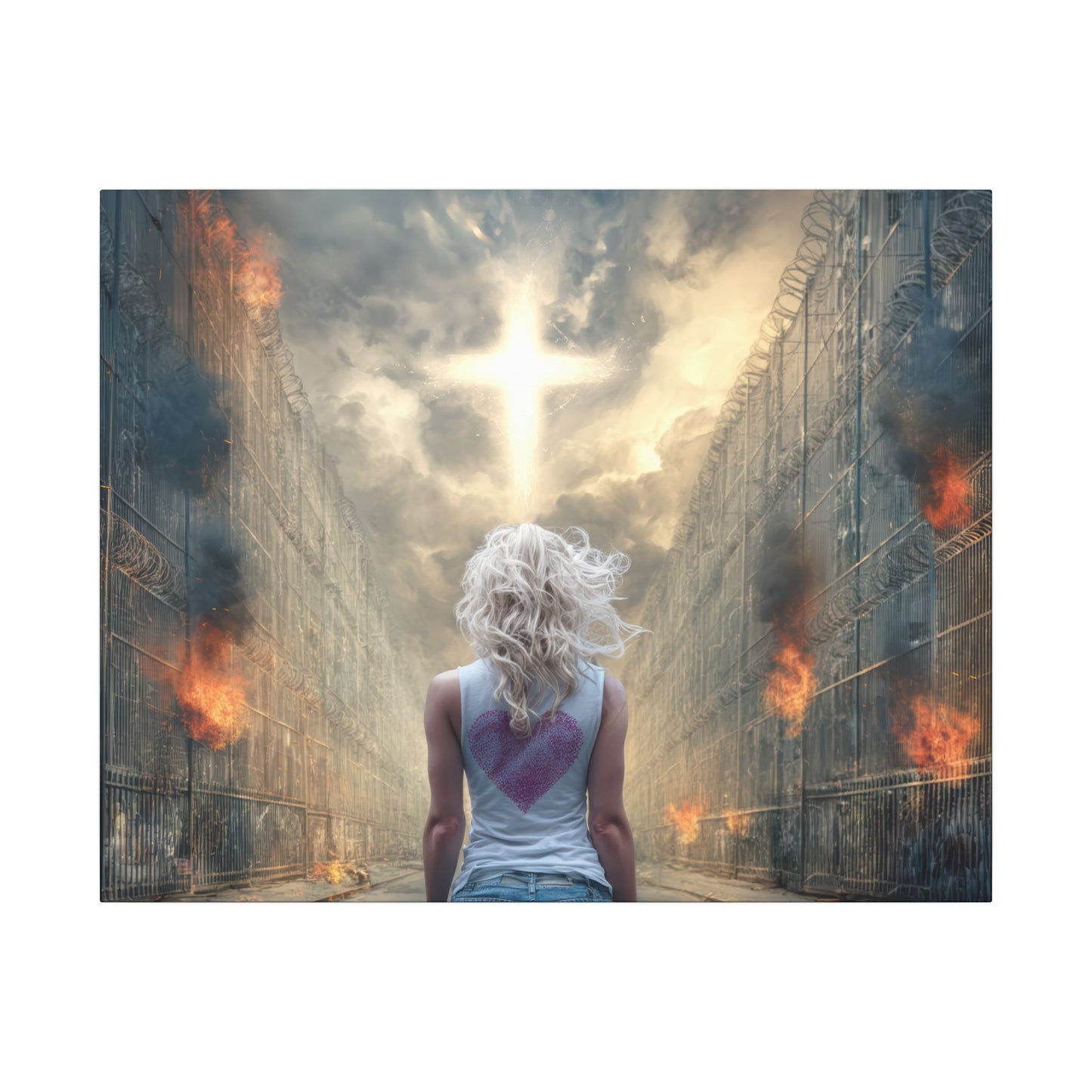 Walking through Hell for Love - Wall Art -Canvas and Poster Print, Christian Home Decor, Christian Art, Spiritual Gift, Modern Artwork