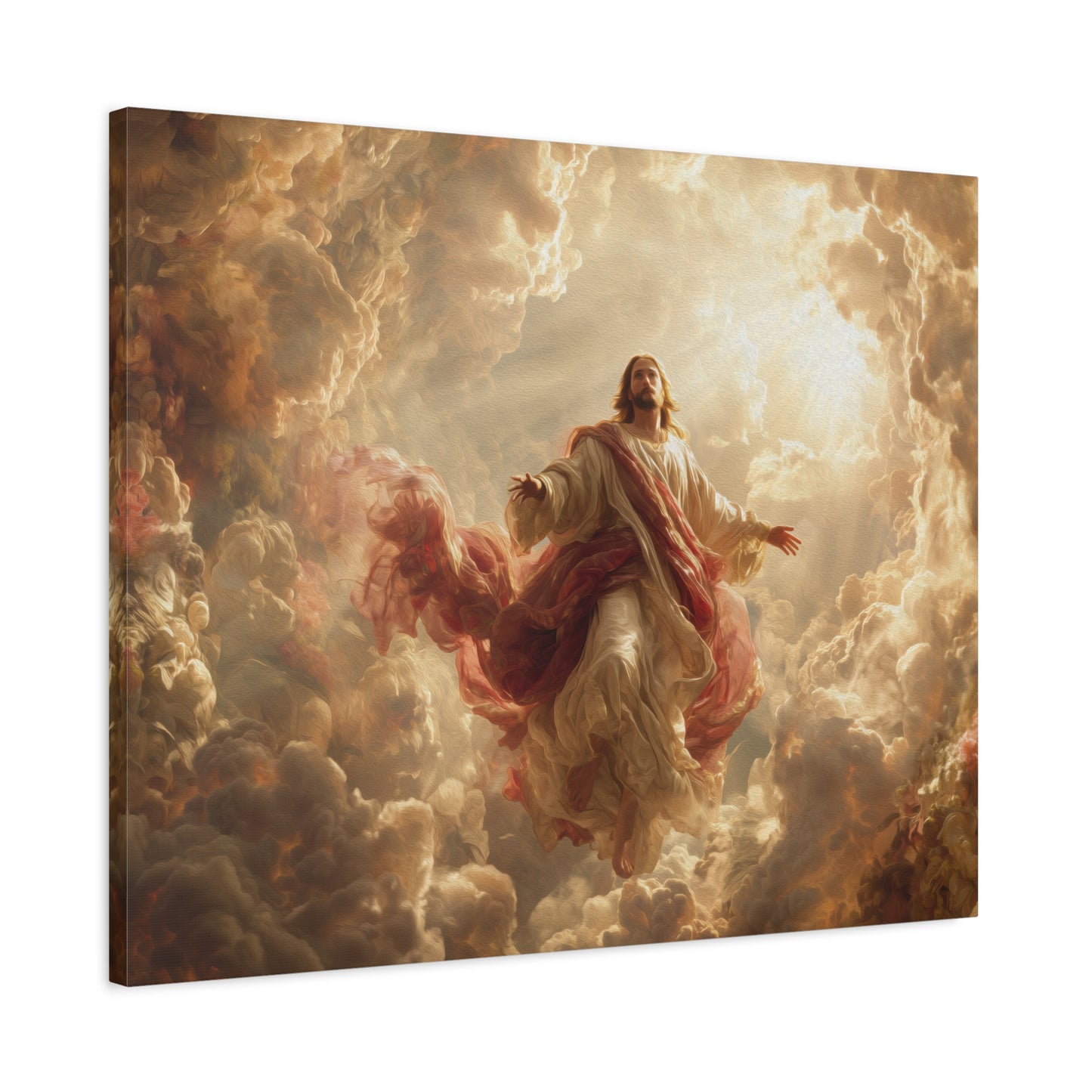 Power of Jesus Heavenly Art - Canvas & Poster, Jesus Descends in Clouds, Spiritual Wall Decor, Religious Home Decor, Faith-Based Art
