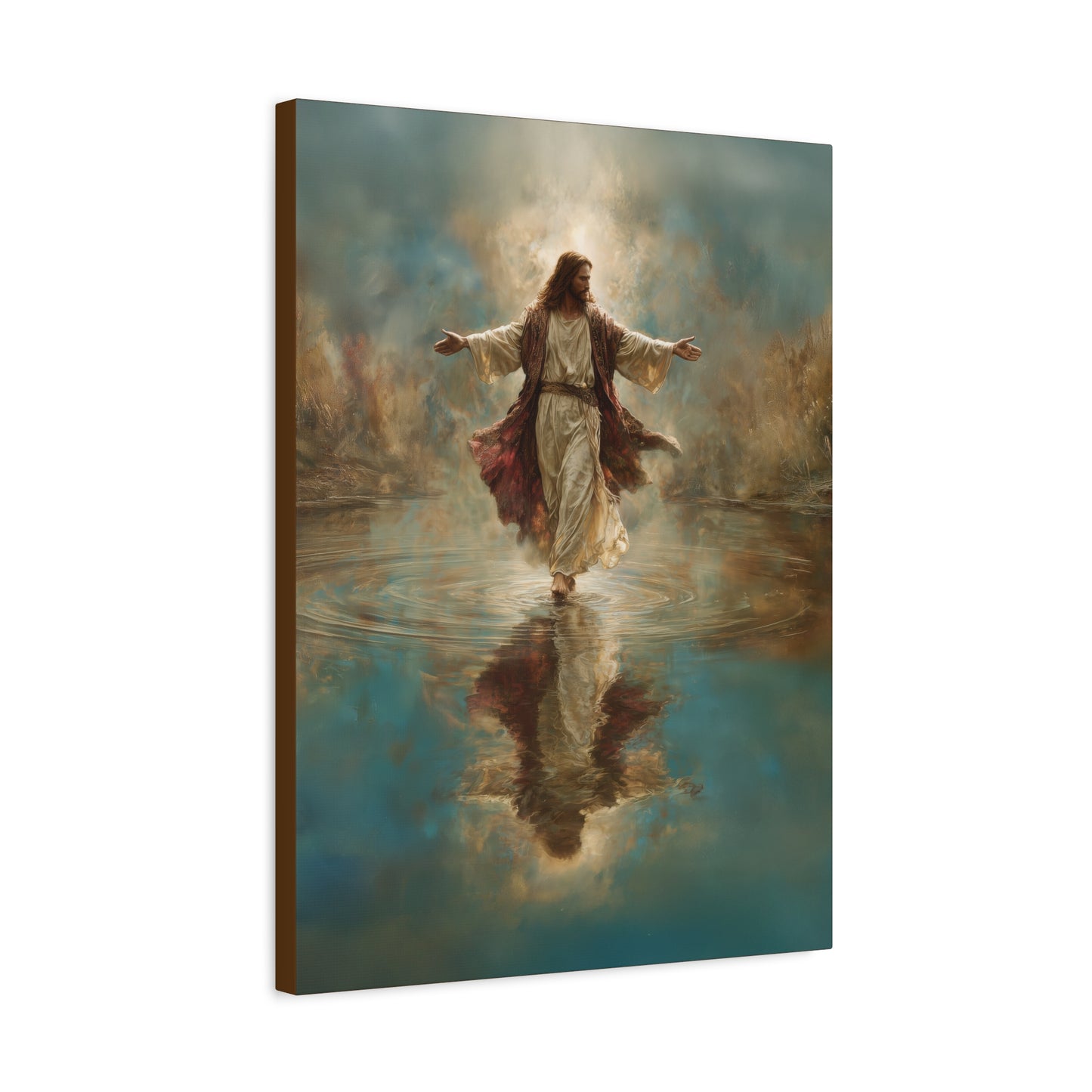 Jesus Walking on Water - Canvas & Poster Prints, Spiritual Wall Decor, Divine Light Modern Canvas Art, Religious Decor, Faith-Based Art, Christian Gift