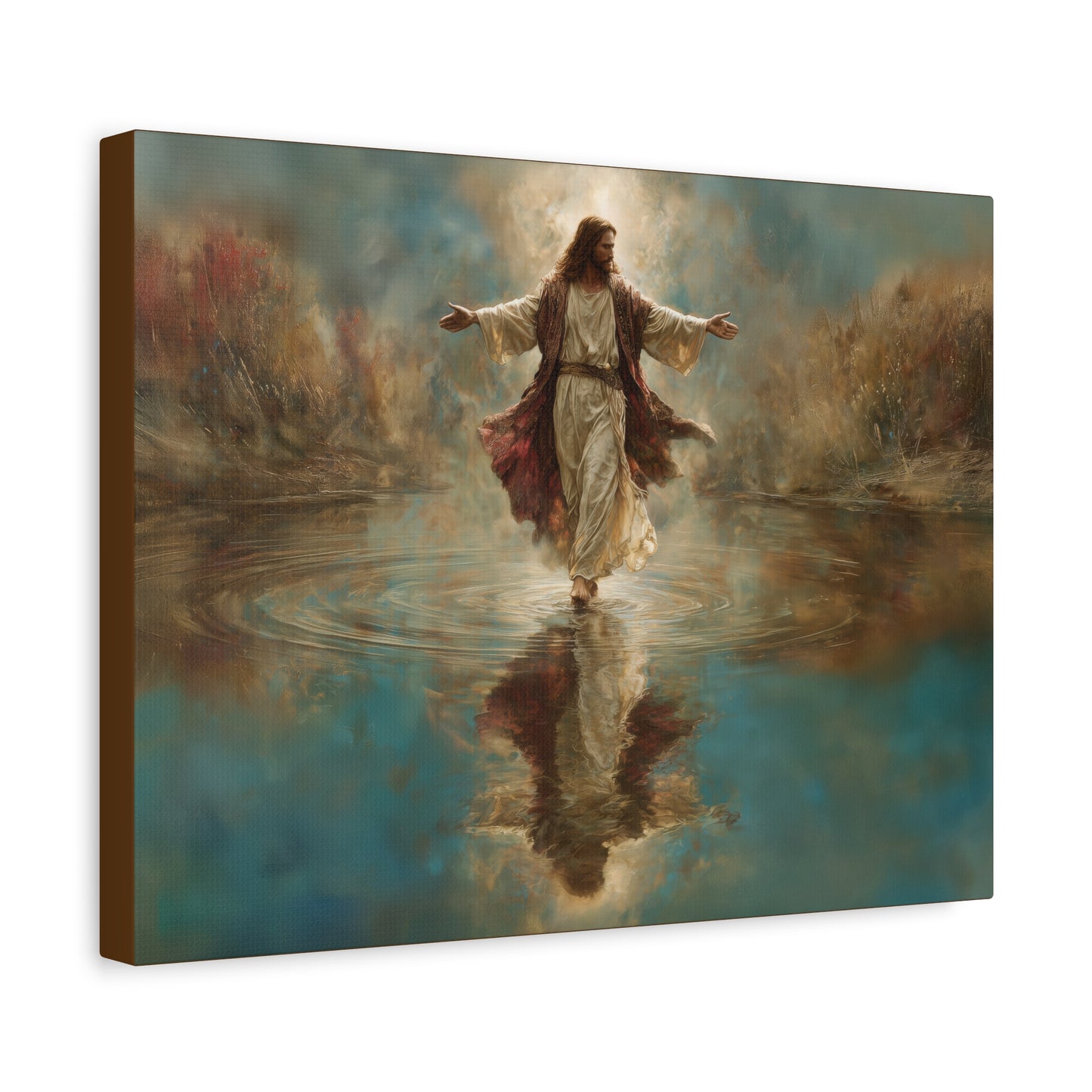 Jesus Walking on Water - Canvas & Poster Prints, Spiritual Wall Decor, Divine Light Modern Canvas Art, Religious Decor, Faith-Based Art, Christian Gift