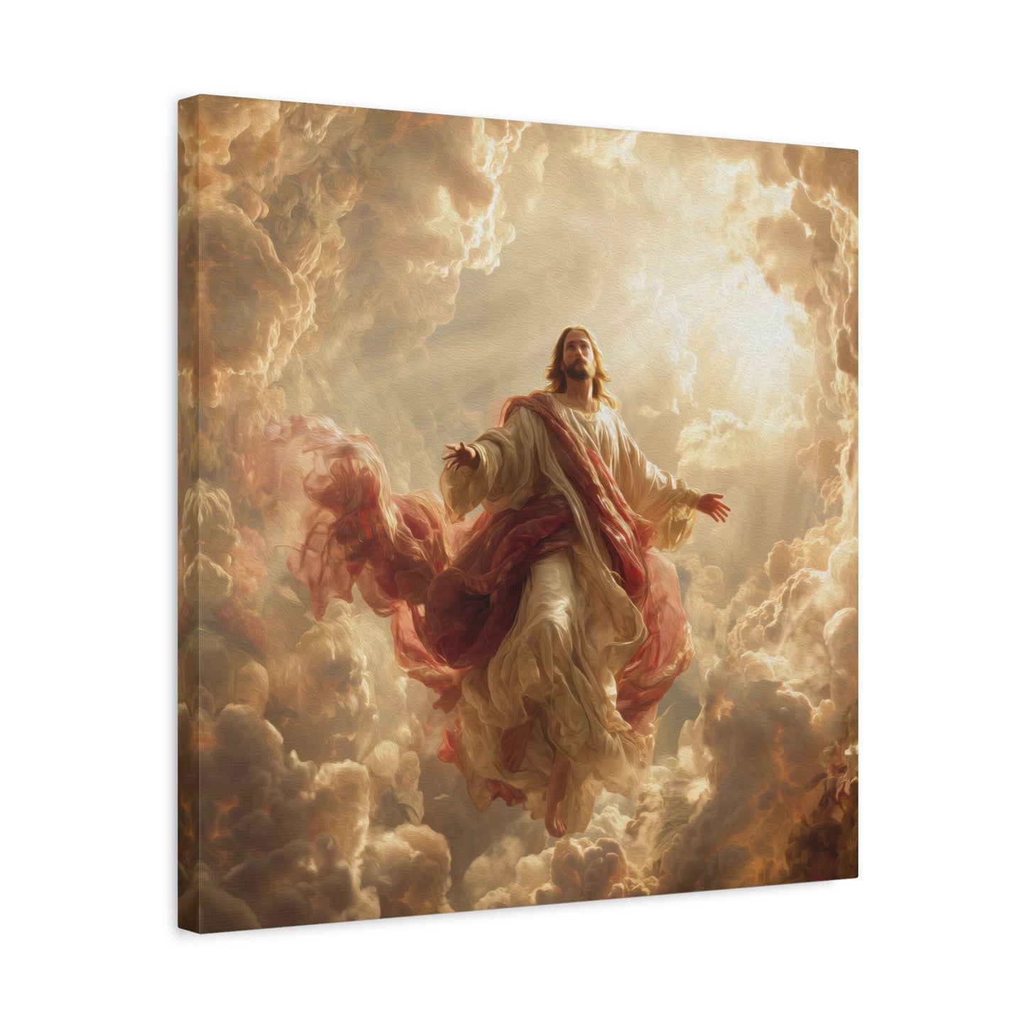 Power of Jesus Heavenly Art - Canvas & Poster, Jesus Descends in Clouds, Spiritual Wall Decor, Religious Home Decor, Faith-Based Art