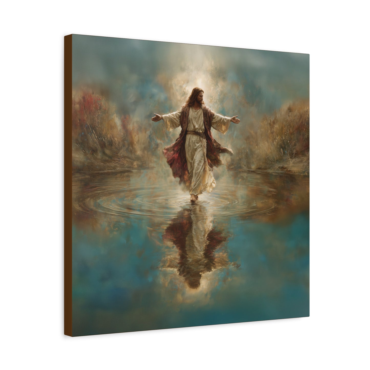 Jesus Walking on Water - Canvas & Poster Prints, Spiritual Wall Decor, Divine Light Modern Canvas Art, Religious Decor, Faith-Based Art, Christian Gift
