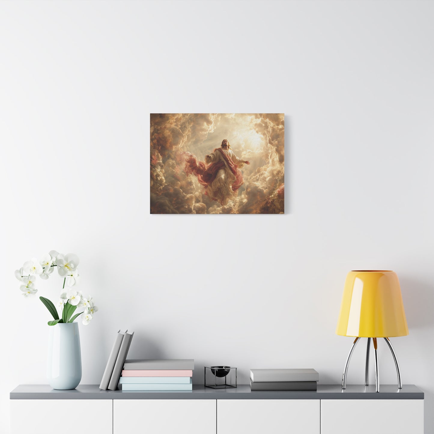 Power of Jesus Heavenly Art - Canvas & Poster, Jesus Descends in Clouds, Spiritual Wall Decor, Religious Home Decor, Faith-Based Art