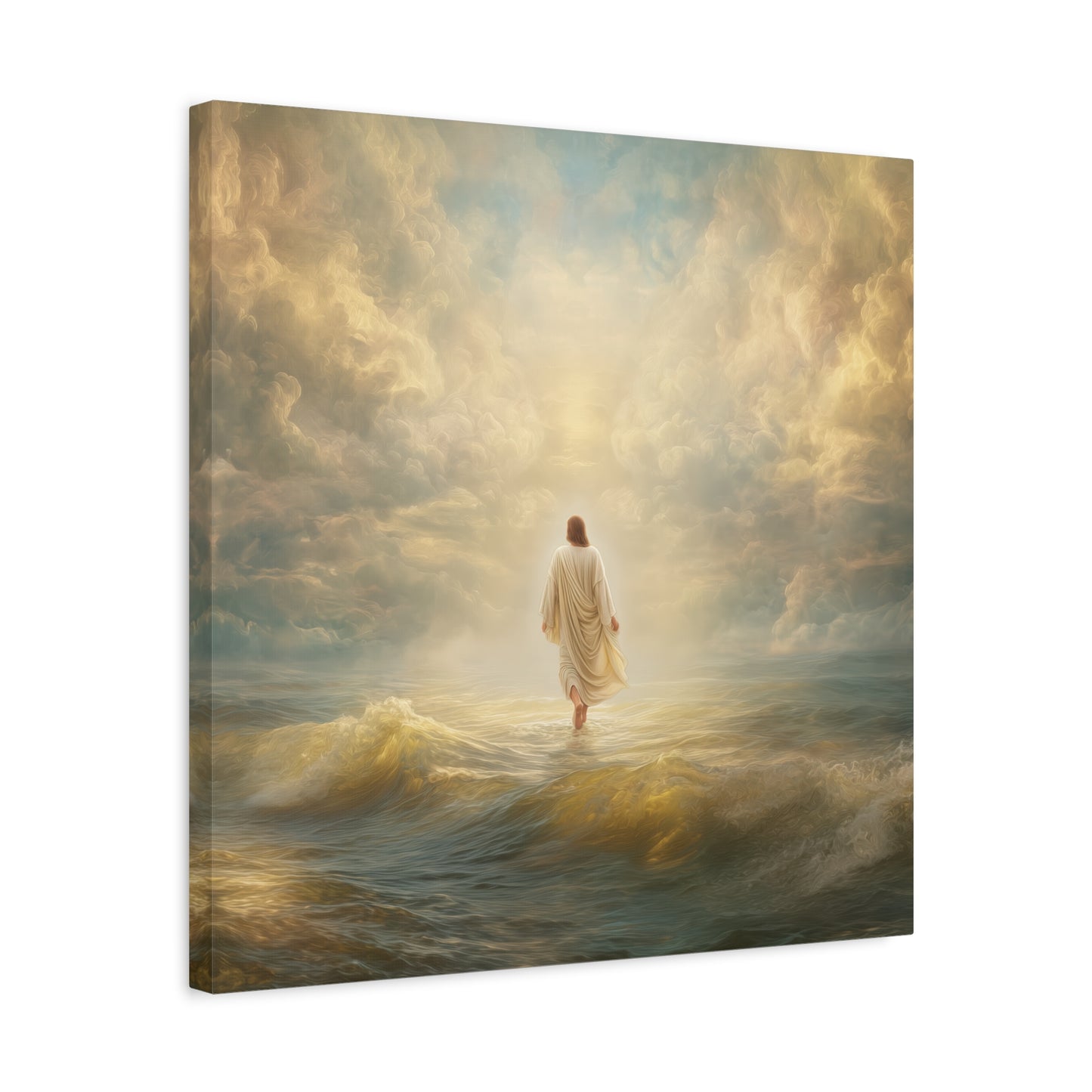 Jesus Walking on Water - Canvas & Poster Print, Spiritual Wall Decor, Divine Light Modern Canvas Art, Religious Decor, Faith-Based Art, Christian Gift