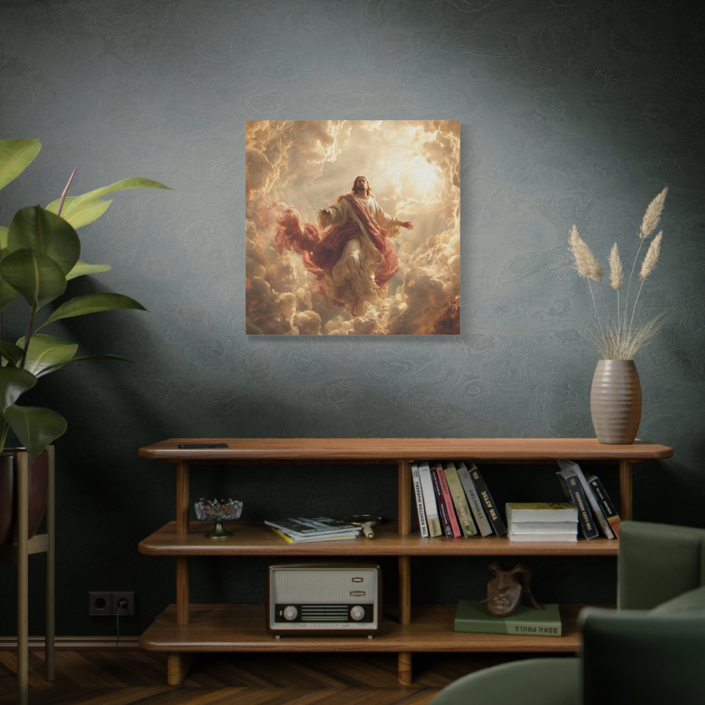 Power of Jesus Heavenly Art - Canvas & Poster, Jesus Descends in Clouds, Spiritual Wall Decor, Religious Home Decor, Faith-Based Art
