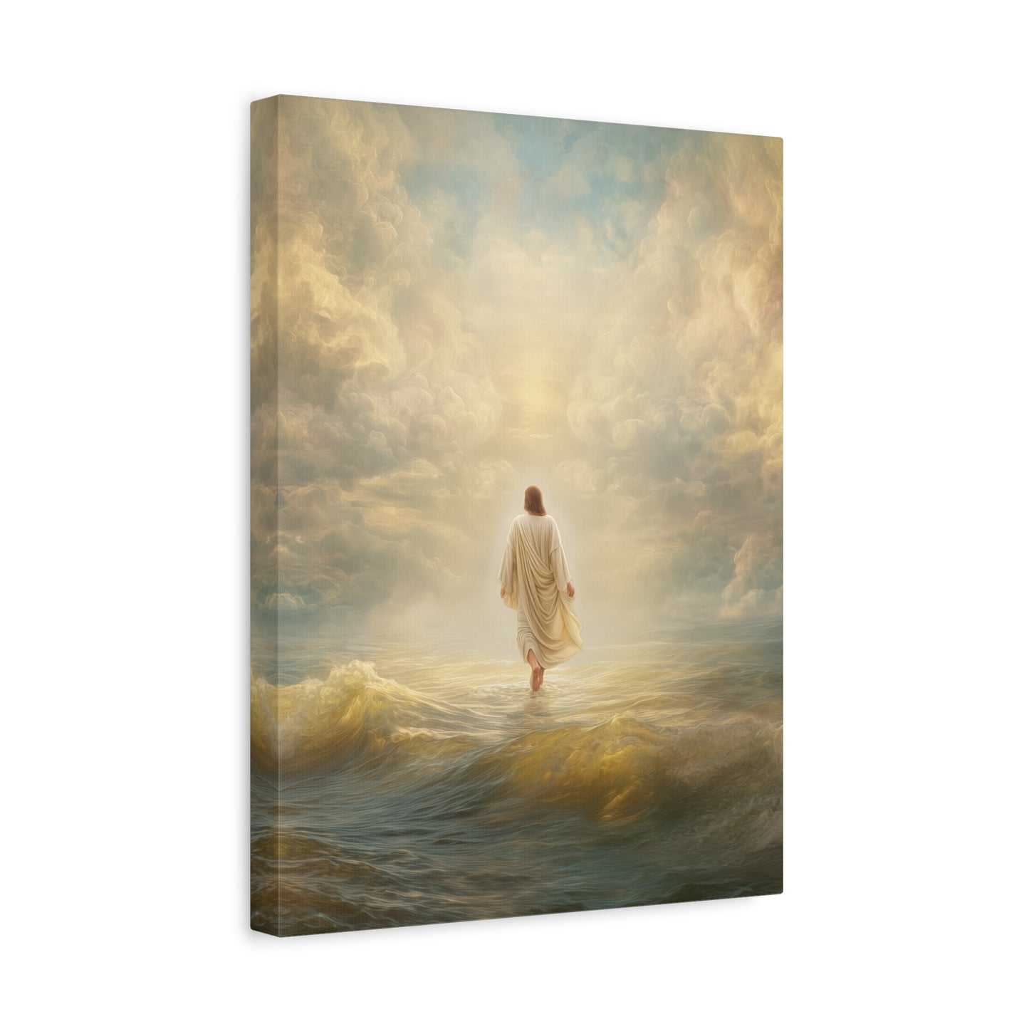 Jesus Walking on Water - Canvas & Poster Print, Spiritual Wall Decor, Divine Light Modern Canvas Art, Religious Decor, Faith-Based Art, Christian Gift