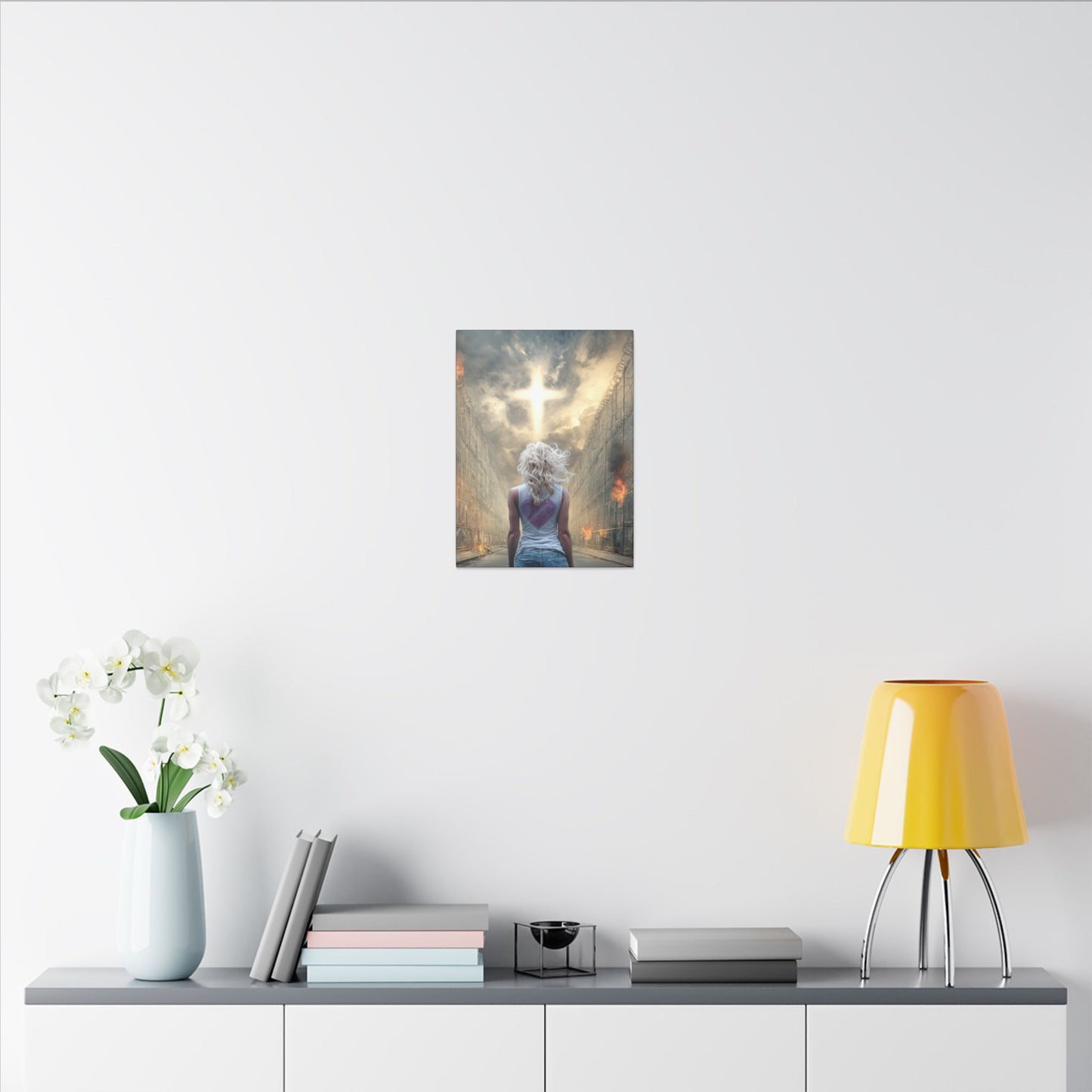 Walking through Hell for Love - Wall Art -Canvas and Poster Print, Christian Home Decor, Christian Art, Spiritual Gift, Modern Artwork