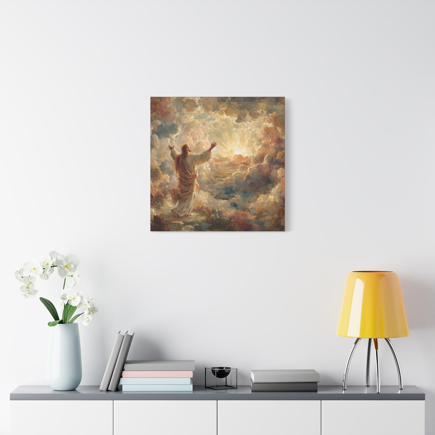 Jesus in Clouds Art - Canvas & Poster Print, Religious Decor, Christian Wall Art, Spiritual Home Decor, Faith-Based Gift Religious Gifts