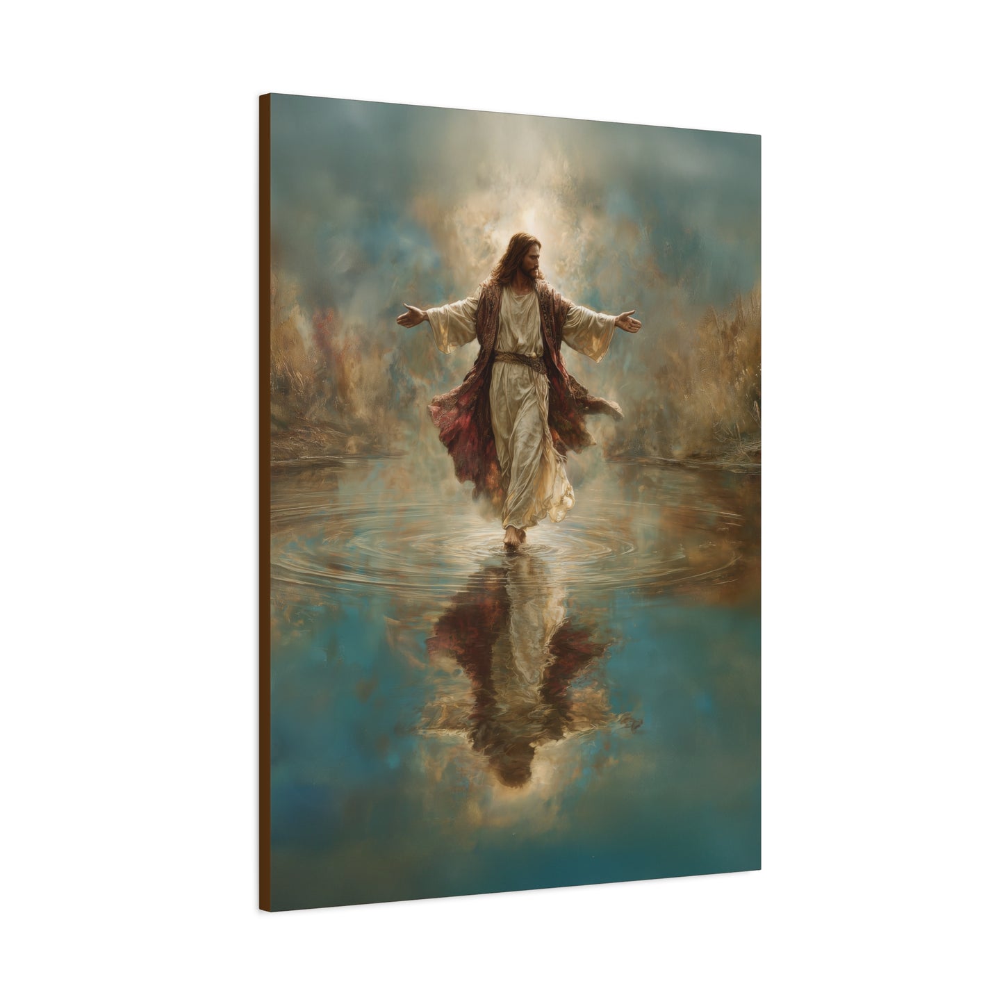 Jesus Walking on Water - Canvas & Poster Prints, Spiritual Wall Decor, Divine Light Modern Canvas Art, Religious Decor, Faith-Based Art, Christian Gift