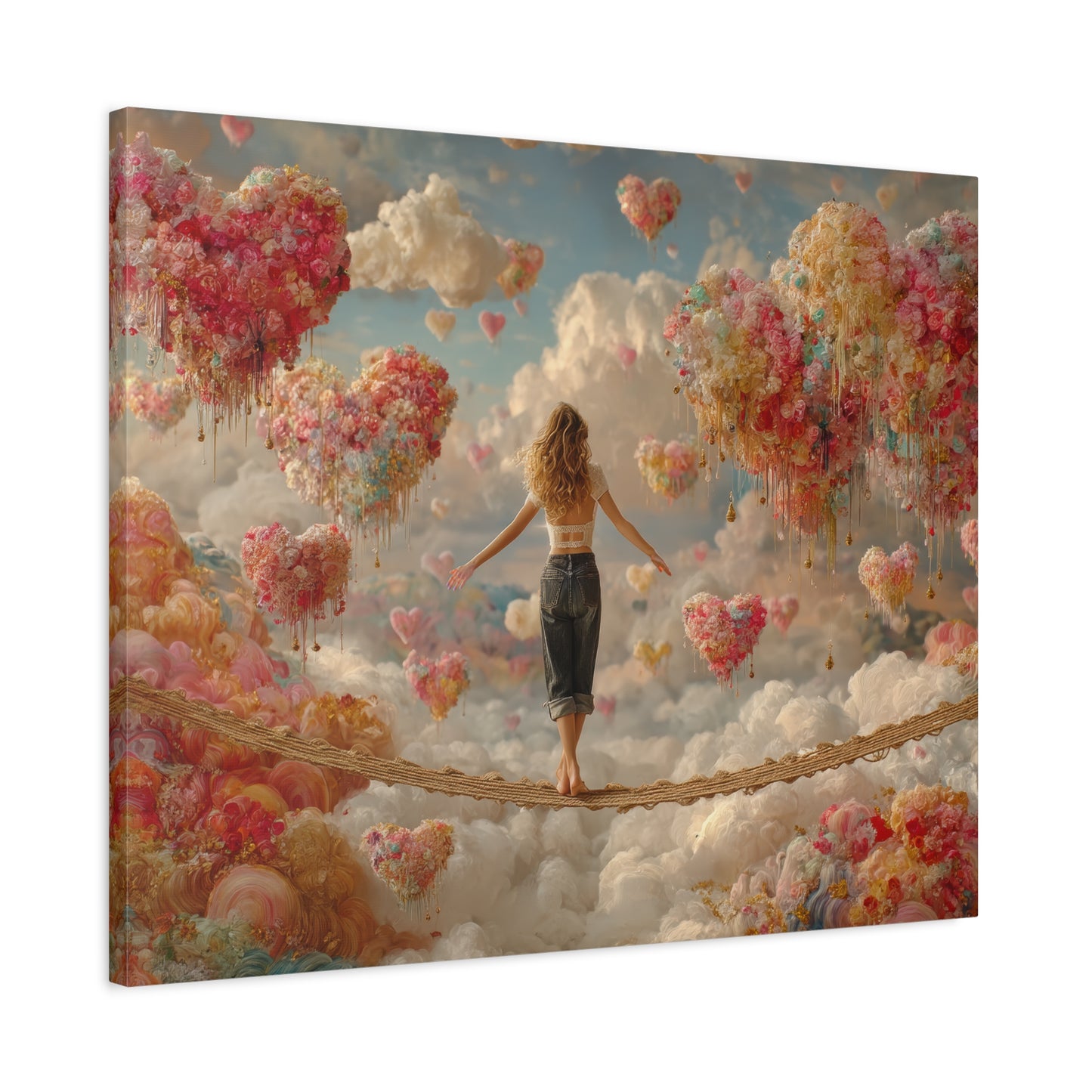 Heart-themed Artwork - Canvas & Poster Prints, Dreamy Heart Cloud Landscape, Whimsical Nursery Decor, Kids Room Wall Art, Girls' Room Art, Baby Girl Gift