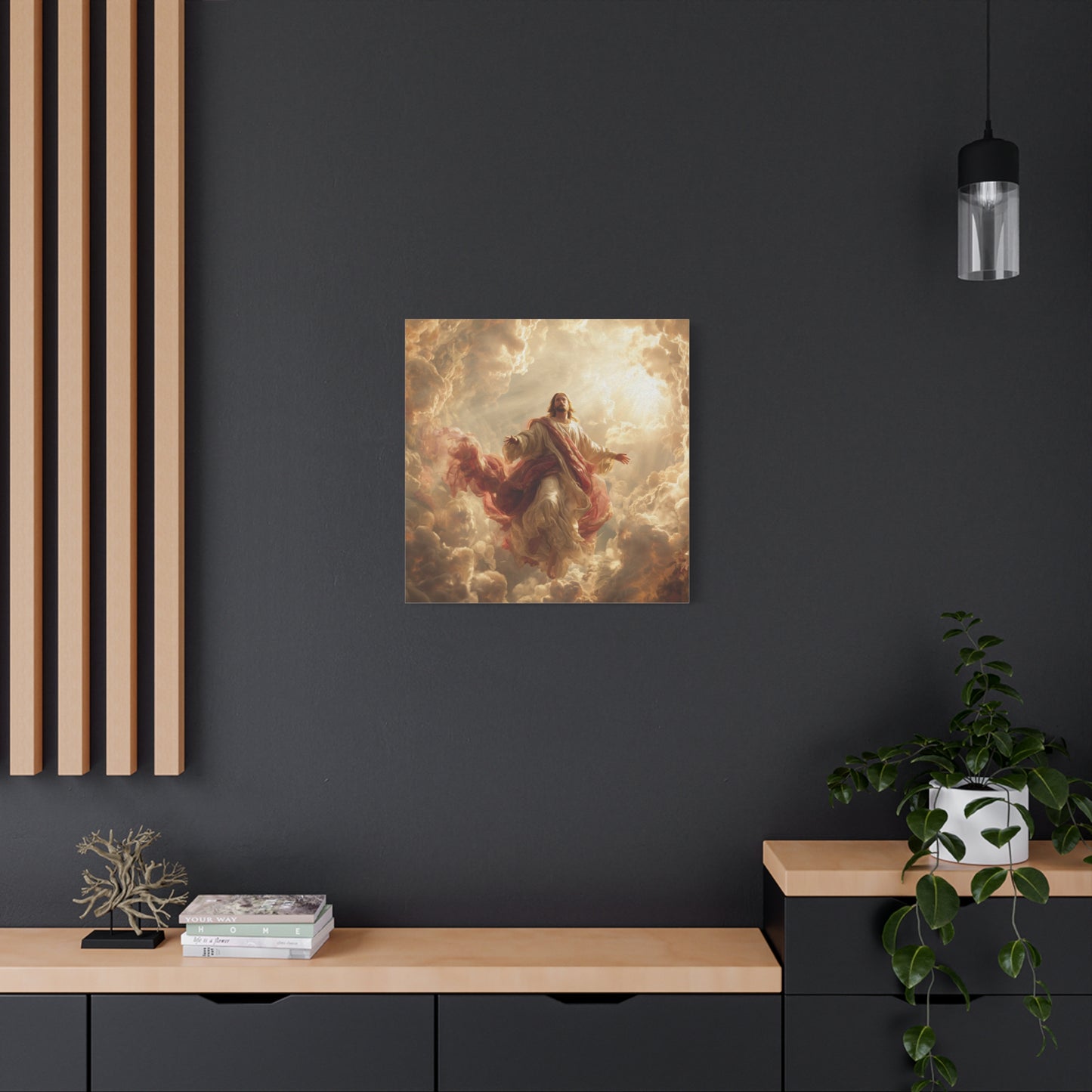 Power of Jesus Heavenly Art - Canvas & Poster, Jesus Descends in Clouds, Spiritual Wall Decor, Religious Home Decor, Faith-Based Art