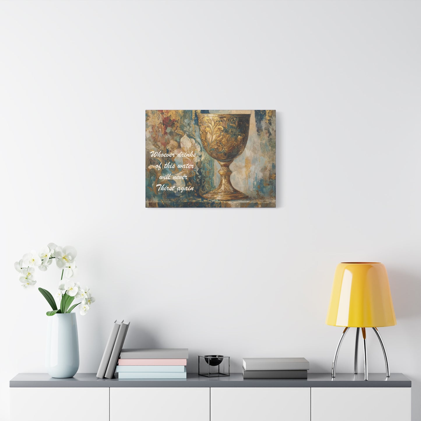 Bible Quote Art Print- Canvas and Poster, Jesus Chalice, Spiritual Home Decor, Faith-based artwork, Christian gift