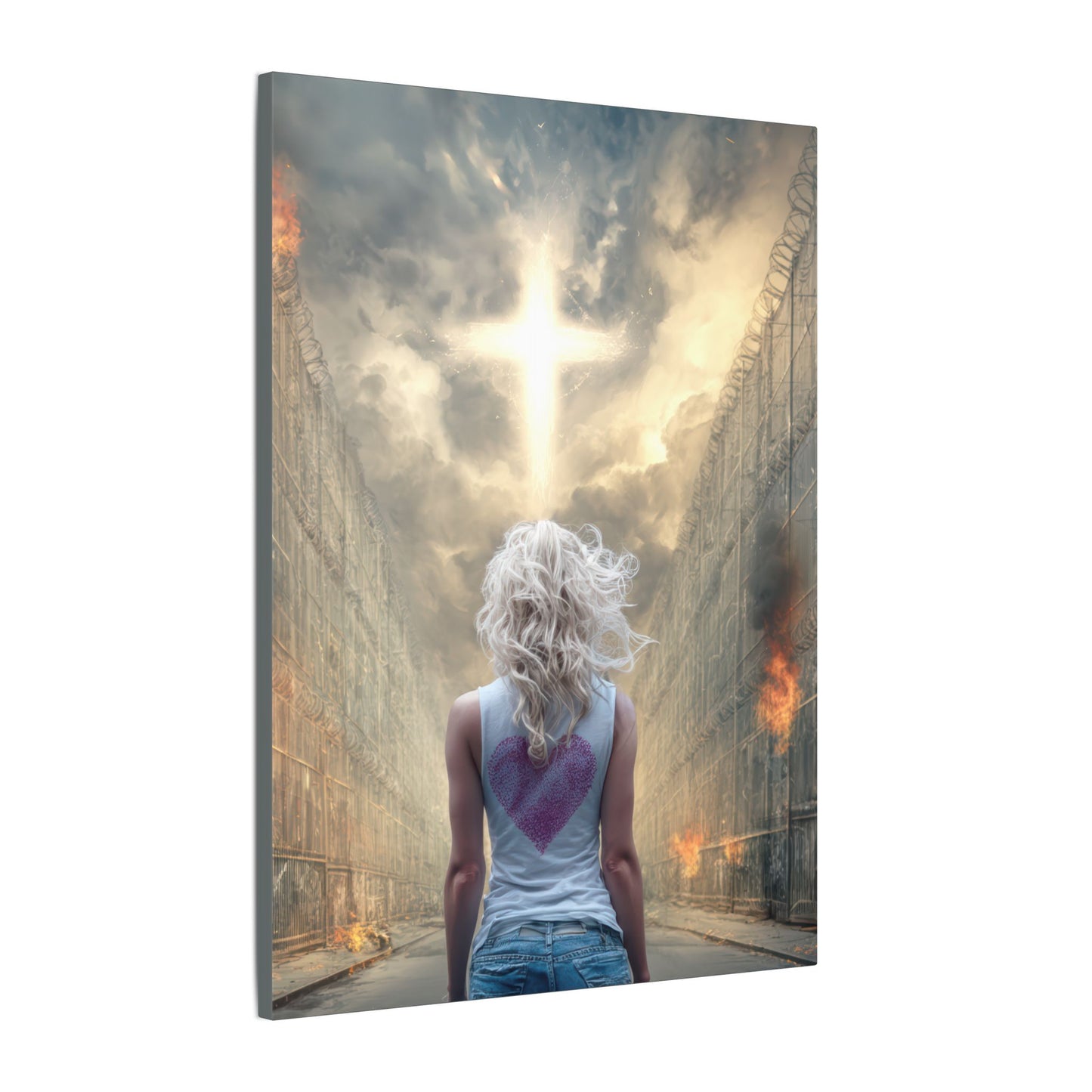 Walking through Hell for Love - Wall Art -Canvas and Poster Print, Christian Home Decor, Christian Art, Spiritual Gift, Modern Artwork