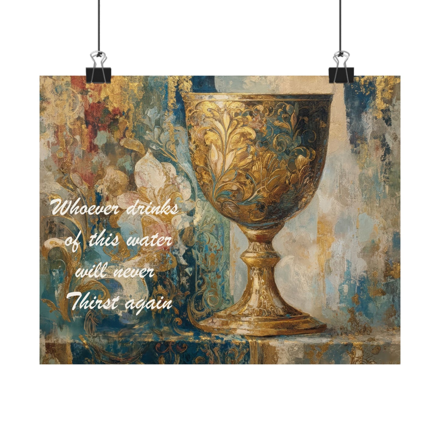 Bible Quote Art Print- Canvas and Poster, Jesus Chalice, Spiritual Home Decor, Faith-based artwork, Christian gift