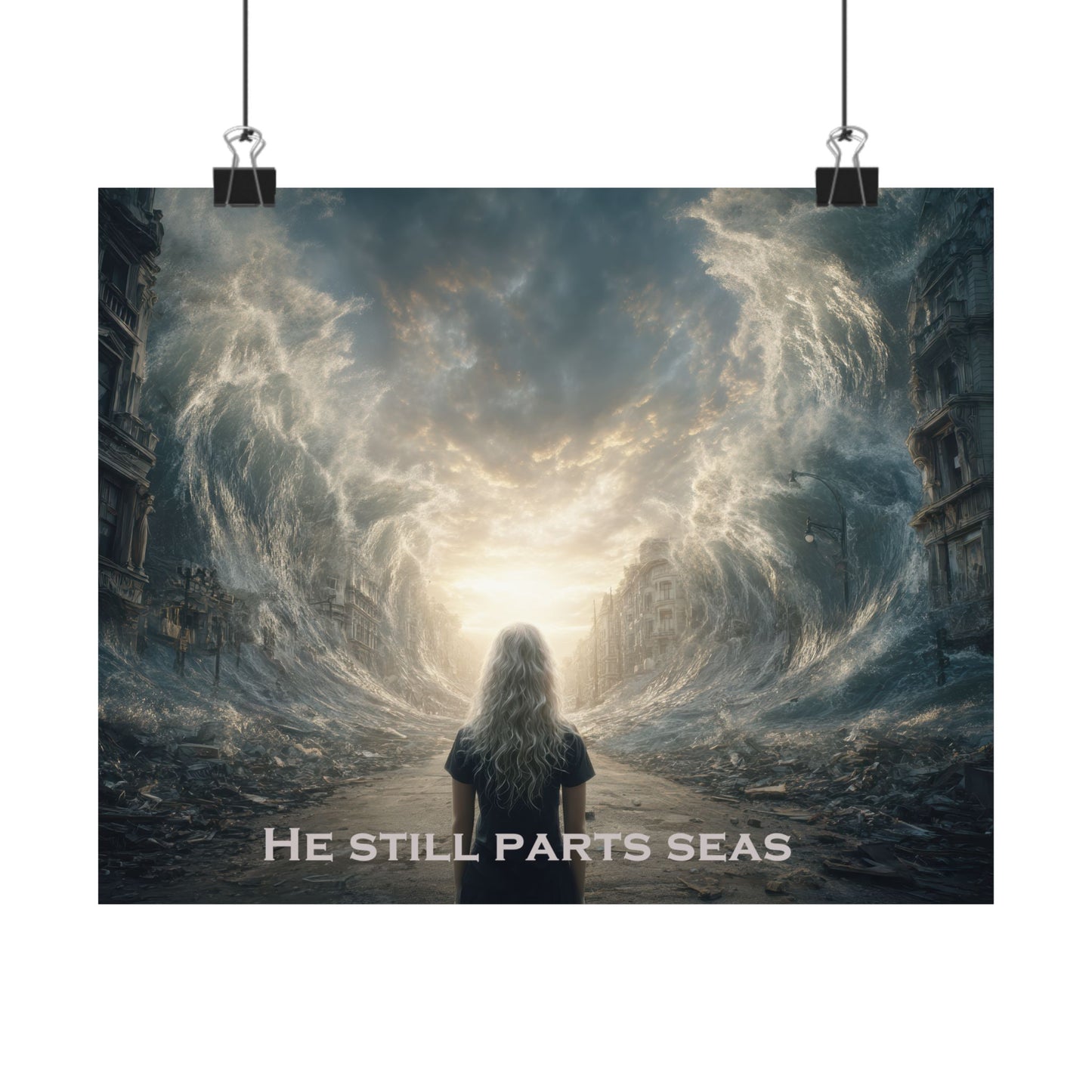 Moses Parting Red Sea Artwork - Canvas & Poster Print, Motivational Christian Art, Religious Decor, Spiritual Wall Art, Modern Christian Home Decor, Faith-Based Gift