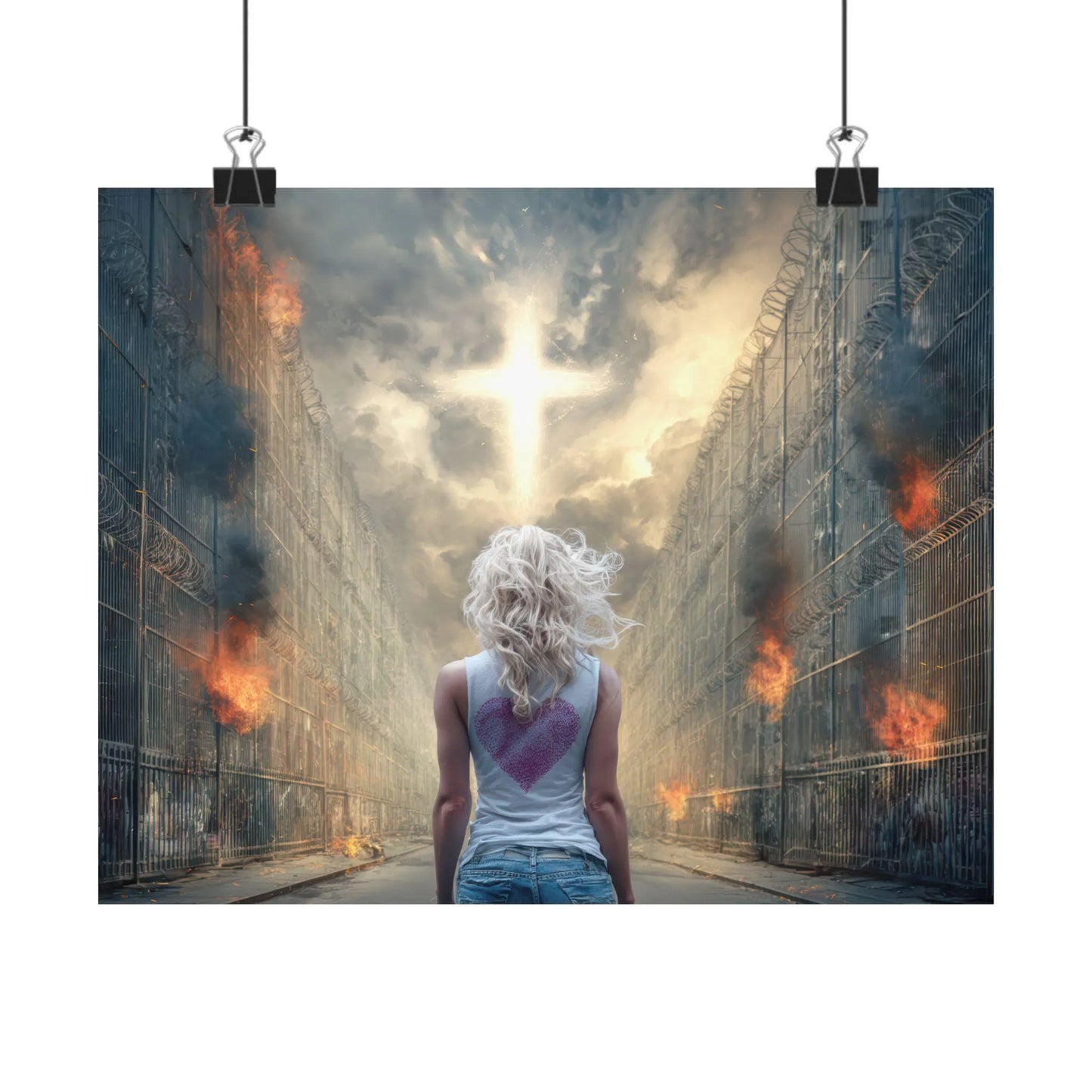 Walking through Hell for Love - Wall Art -Canvas and Poster Print, Christian Home Decor, Christian Art, Spiritual Gift, Modern Artwork