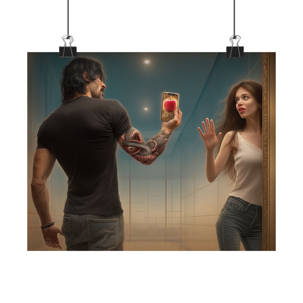 Adam and Eve Art- Canvas & Poster Print, Temptation Wall Art, Christian Wall Art Print, Spiritual Home Decor, Modern Art, Unique Christian Gift
