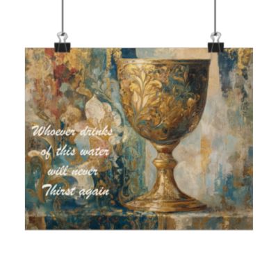 Bible Quote Art Print- Canvas and Poster, Jesus Chalice, Spiritual Home Decor, Faith-based artwork, Christian gift