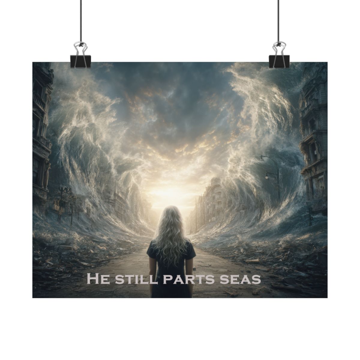 Moses Parting Red Sea Artwork - Canvas & Poster Print, Motivational Christian Art, Religious Decor, Spiritual Wall Art, Modern Christian Home Decor, Faith-Based Gift