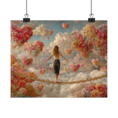 Heart-themed Artwork - Canvas & Poster Prints, Dreamy Heart Cloud Landscape, Whimsical Nursery Decor, Kids Room Wall Art, Girls' Room Art, Baby Girl Gift