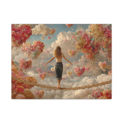 Heart-themed Artwork - Canvas & Poster Prints, Dreamy Heart Cloud Landscape, Whimsical Nursery Decor, Kids Room Wall Art, Girls' Room Art, Baby Girl Gift