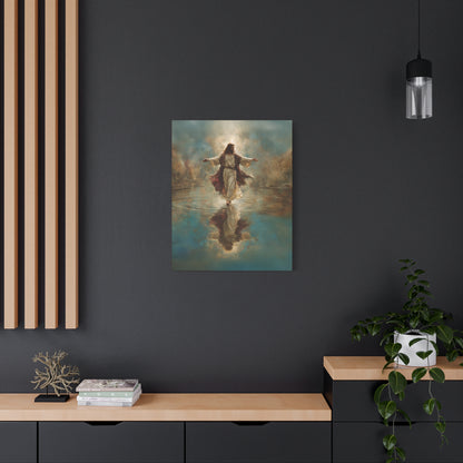 Jesus Walking on Water - Canvas & Poster Prints, Spiritual Wall Decor, Divine Light Modern Canvas Art, Religious Decor, Faith-Based Art, Christian Gift