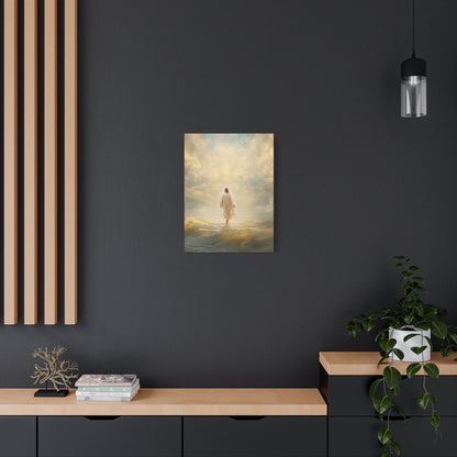 Jesus Walking on Water - Canvas & Poster Print, Spiritual Wall Decor, Divine Light Modern Canvas Art, Religious Decor, Faith-Based Art, Christian Gift