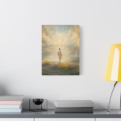 Jesus Walking on Water - Canvas & Poster Print, Spiritual Wall Decor, Divine Light Modern Canvas Art, Religious Decor, Faith-Based Art, Christian Gift
