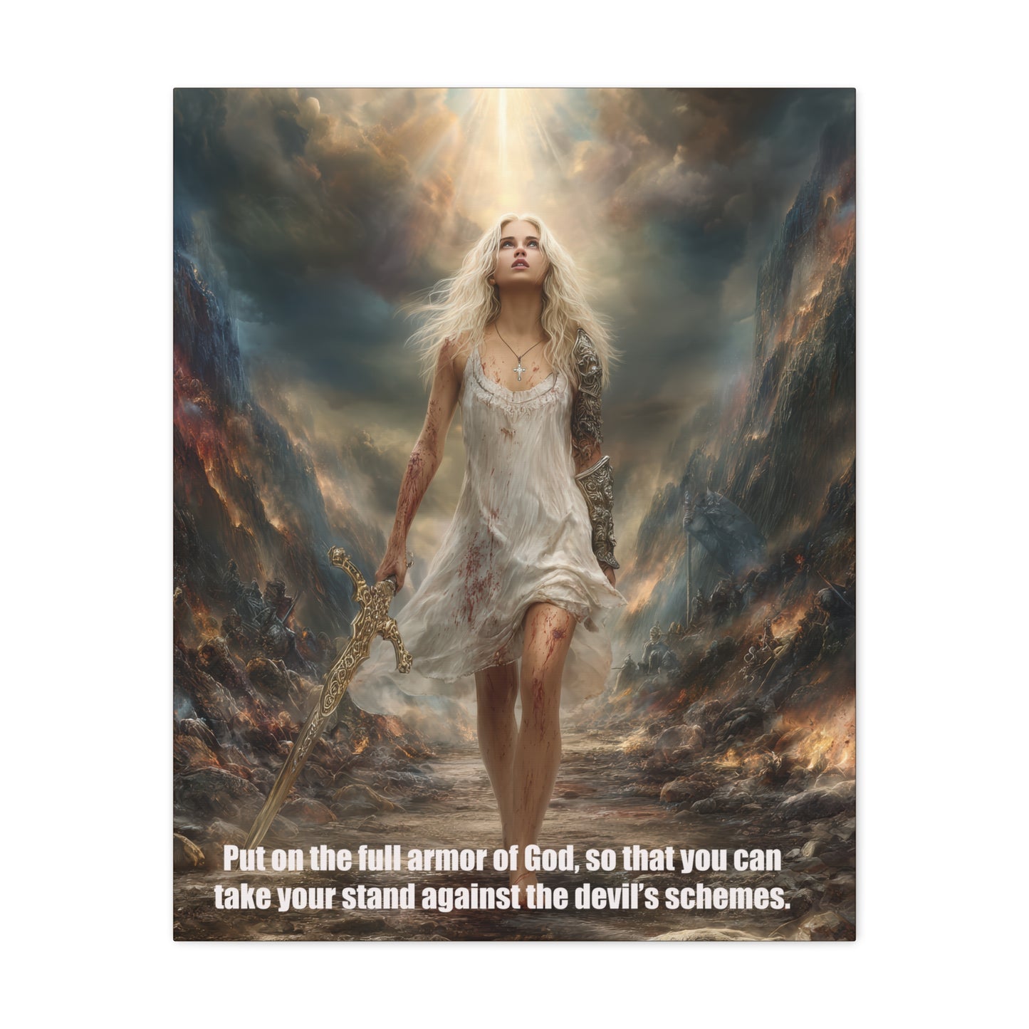 God Armor Quote Art - Canvas & Poster, Bible Quote Canvas Wall Art, Spiritual Decor, Christian Artwork, Faith-Based Gift