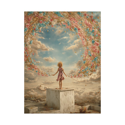 Little Girl with Flowers Art - Canvas & Poster Print, Kids Room Wall Art, Girls' Room, Children's room Decor, Baby Girl Gift, Dreamy Decor