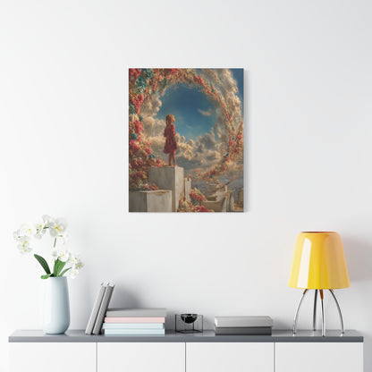 Swirling Flowers Art - Canvas & Poster Prints, Little Girl with Flowers Canvas Art, Kids Room Wall Art, Girls' Room, Children's Bedroom Decoration, Baby Girl Gift