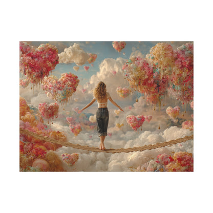 Heart-themed Artwork - Canvas & Poster Prints, Dreamy Heart Cloud Landscape, Whimsical Nursery Decor, Kids Room Wall Art, Girls' Room Art, Baby Girl Gift
