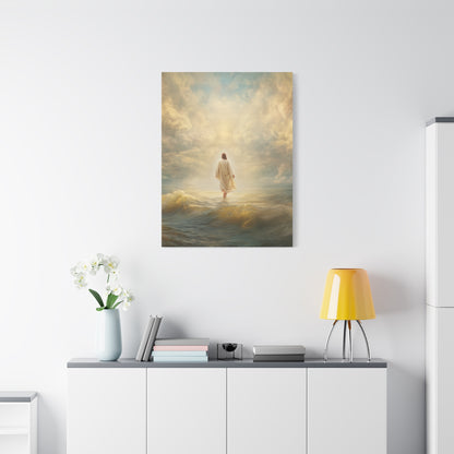 Jesus Walking on Water - Canvas & Poster Print, Spiritual Wall Decor, Divine Light Modern Canvas Art, Religious Decor, Faith-Based Art, Christian Gift