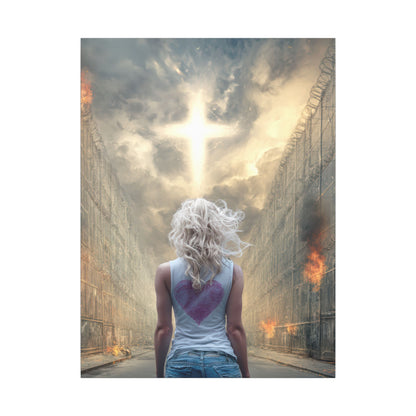Walking through Hell for Love - Wall Art -Canvas and Poster Print, Christian Home Decor, Christian Art, Spiritual Gift, Modern Artwork