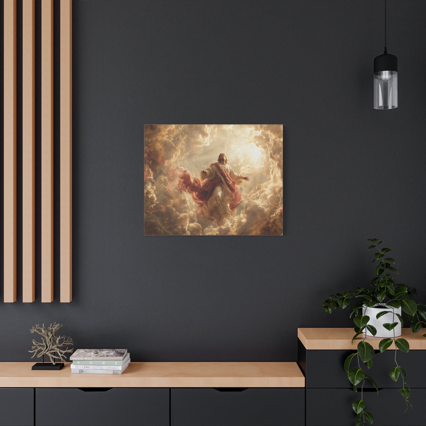 Power of Jesus Heavenly Art - Canvas & Poster, Jesus Descends in Clouds, Spiritual Wall Decor, Religious Home Decor, Faith-Based Art
