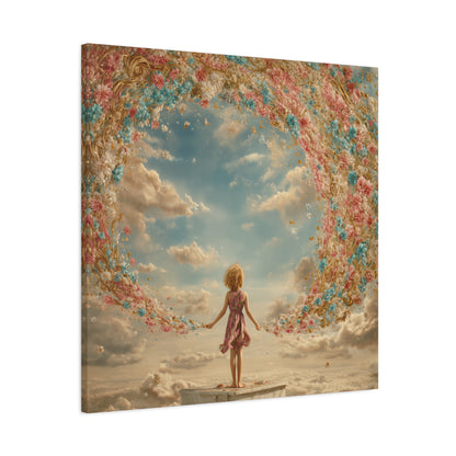 Little Girl with Flowers Art - Canvas & Poster Print, Kids Room Wall Art, Girls' Room, Children's room Decor, Baby Girl Gift, Dreamy Decor