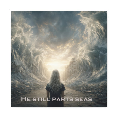 Moses Parting Red Sea Artwork - Canvas & Poster Print, Motivational Christian Art, Religious Decor, Spiritual Wall Art, Modern Christian Home Decor, Faith-Based Gift