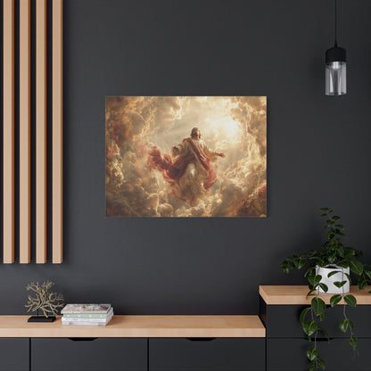 Power of Jesus Heavenly Art - Canvas & Poster, Jesus Descends in Clouds, Spiritual Wall Decor, Religious Home Decor, Faith-Based Art