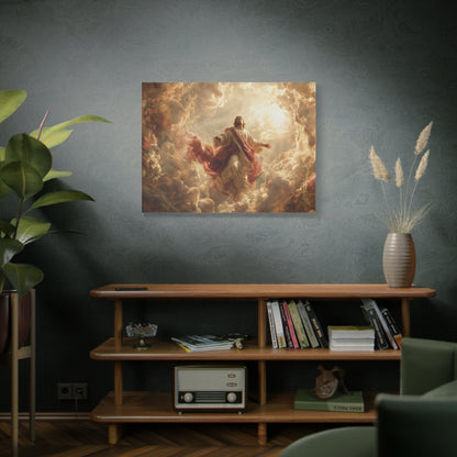 Power of Jesus Heavenly Art - Canvas & Poster, Jesus Descends in Clouds, Spiritual Wall Decor, Religious Home Decor, Faith-Based Art