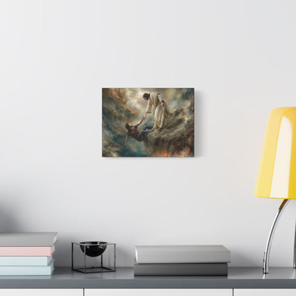 Jesus Saving Man from Pit - Canvas and Poster Print, Faith-Based Decor, Spiritual Wall Art, Religious Gift, Christian Home Decor, Biblical Wall Hanging