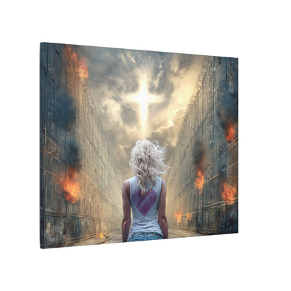 Walking through Hell for Love - Wall Art -Canvas and Poster Print, Christian Home Decor, Christian Art, Spiritual Gift, Modern Artwork