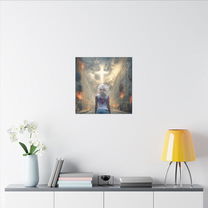 Walking through Hell for Love - Wall Art -Canvas and Poster Print, Christian Home Decor, Christian Art, Spiritual Gift, Modern Artwork