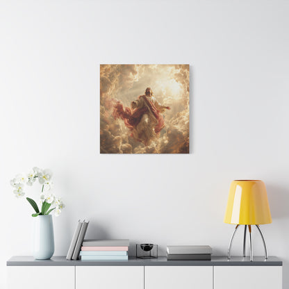 Power of Jesus Heavenly Art - Canvas & Poster, Jesus Descends in Clouds, Spiritual Wall Decor, Religious Home Decor, Faith-Based Art