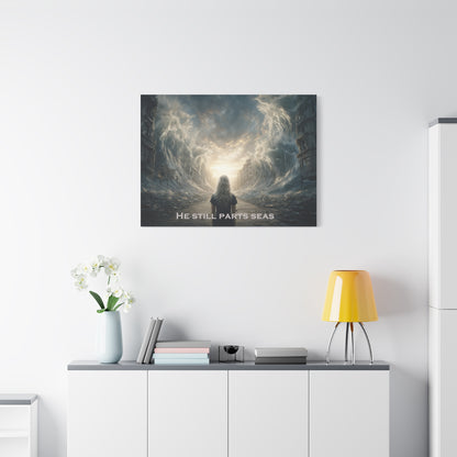 Moses Parting Red Sea Artwork - Canvas & Poster Print, Motivational Christian Art, Religious Decor, Spiritual Wall Art, Modern Christian Home Decor, Faith-Based Gift